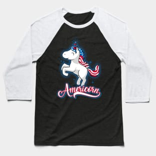 Americorn-Patriotic Proud American Unicorn Kids Baseball T-Shirt